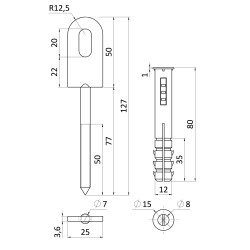 Kotvenie plotu 50X25mm s hmoždinkou, antracit Kotvenie plotu 50X25mm s hmoždinkou, antracit
